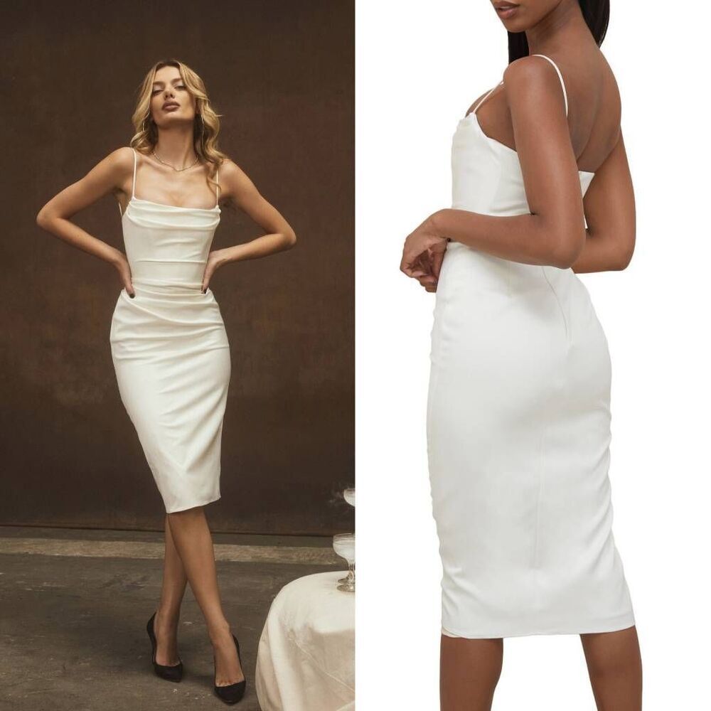House of CB Anja Satin Corset Midi Dress L $285 - Picture 1 of 12
